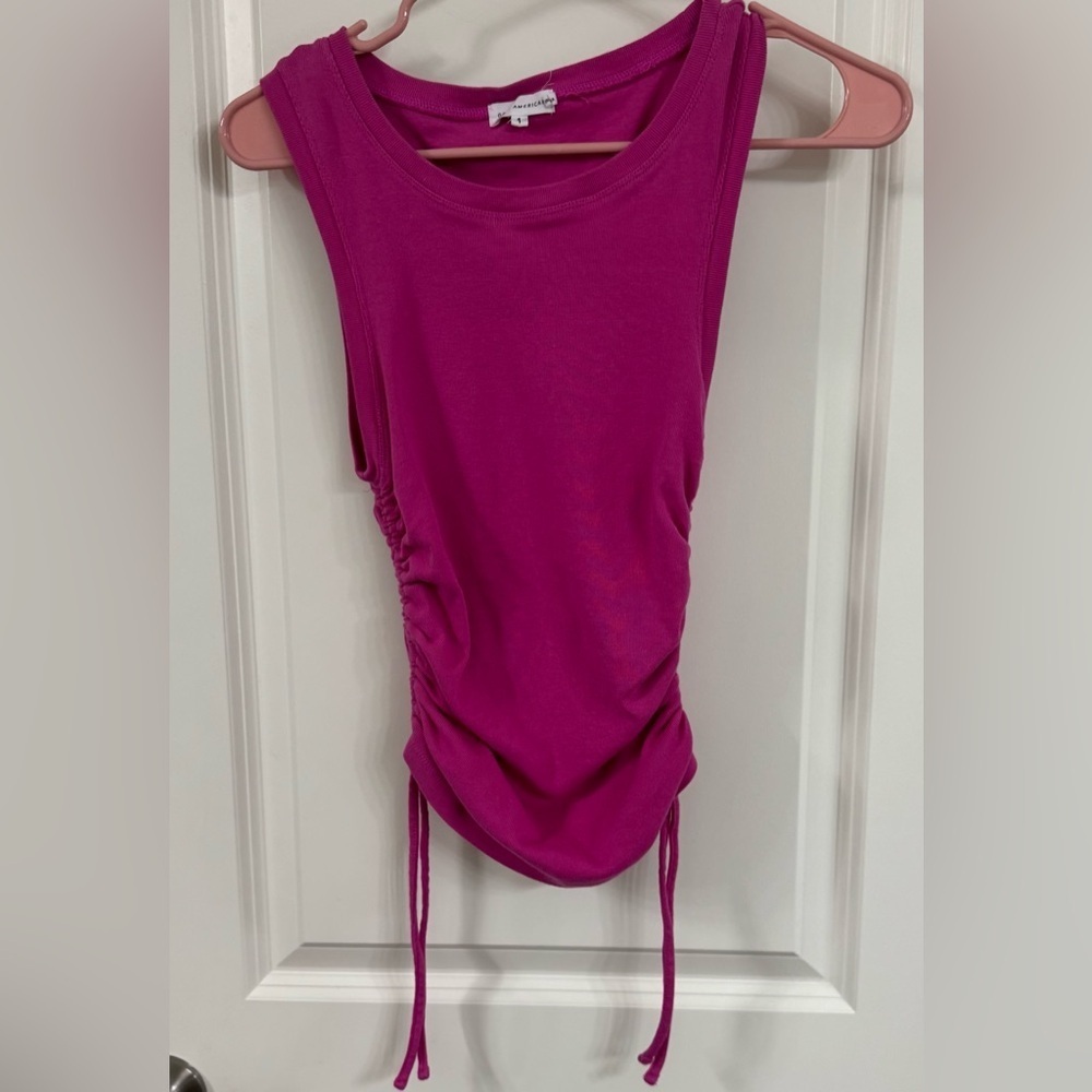 Good American Fuchsia Ruched Tank Top